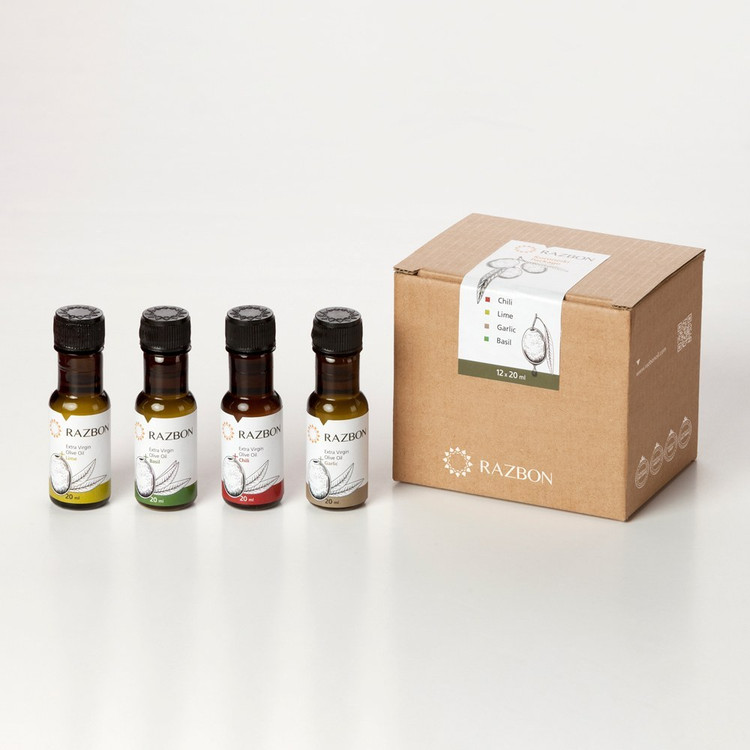 روغن زیتون فرابکر طعم دار کرونایکی رزبن حجم 20 میلی لیتر بسته 12 عددی