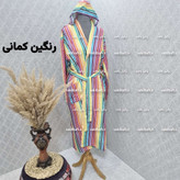 حوله لباسی تن پوش صددرصد نخی یزدی سایز لارج L دارای رنگبندی برند رامش قد 120 -دور کمر 120 - یقه تا مچ 70