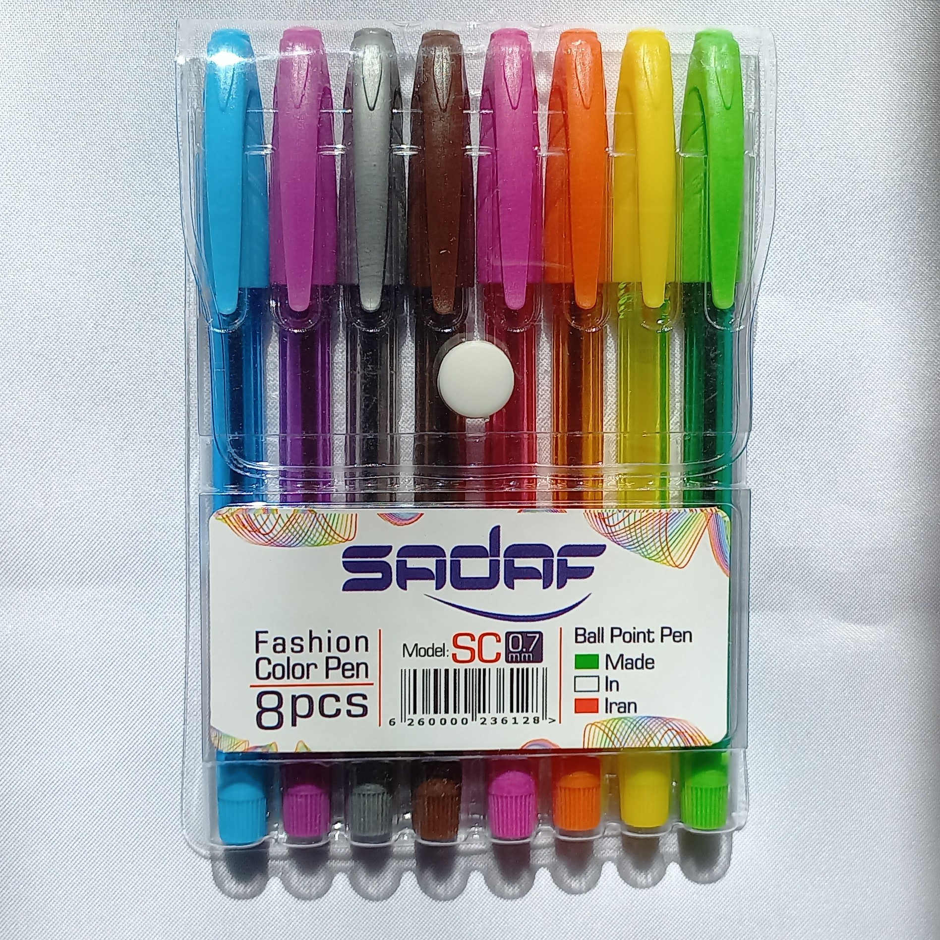 خودکار رنگی 8 رنگ صدف نوک 0.7 (1 بسته)