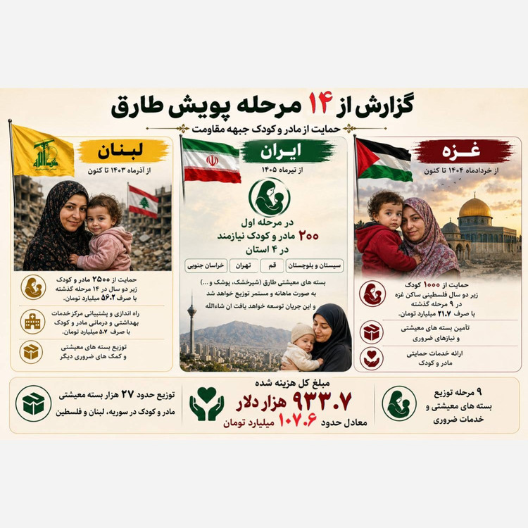 مشارکت در تهیه بسته های معیشتی ویژه مادر و کودک نیازمند لبنان مقاوم (شیرخشک، پوشک، دستمال مرطوب و ...)