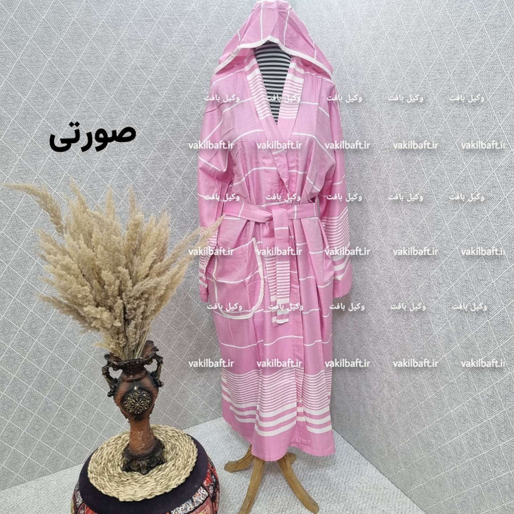 حوله تن پوش صددرصد نخی یزدی دارای رنگبندی سایز دو ایکس لارج 2XL برند رامش تک رنگ قد 140 - دور کمر 145 - یقه تا مچ 80