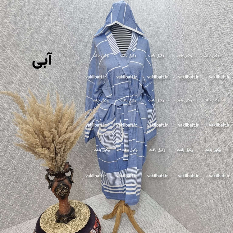 حوله تن پوش صددرصد نخی یزدی دارای رنگبندی سایز دو ایکس لارج 2XL برند رامش تک رنگ قد 140 - دور کمر 145 - یقه تا مچ 80