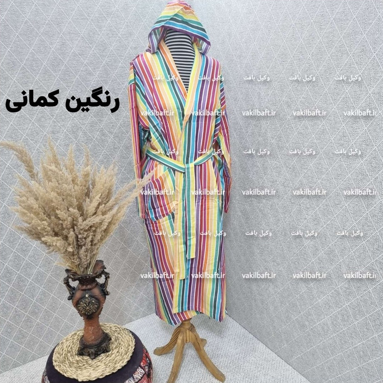 حوله تن پوش صددرصد نخی یزدی دارای رنگبندی سایز دو ایکس لارج 2XL برند رامش تک رنگ قد 140 - دور کمر 145 - یقه تا مچ 80