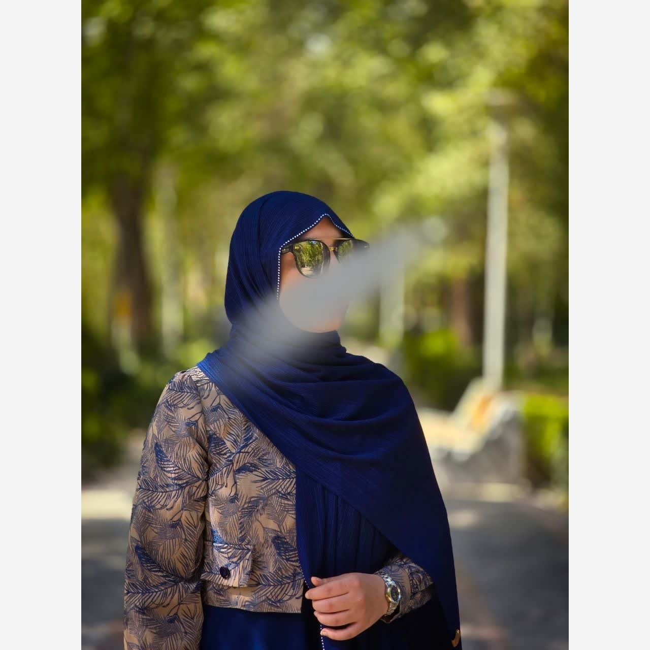 شال کشی کویتی نگین دار رنگ سرمه ای