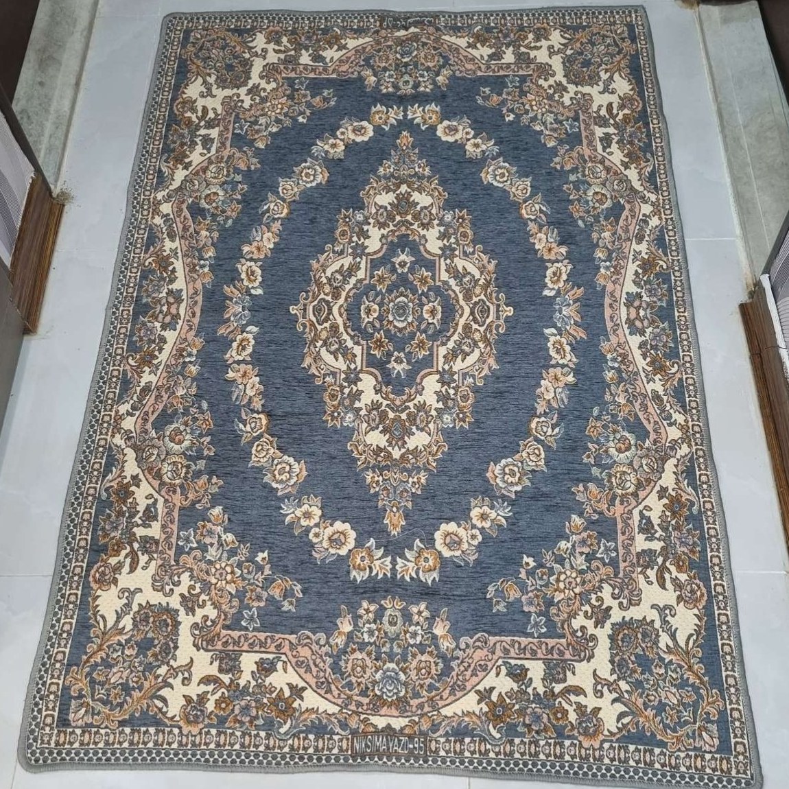 روفرشی 1.5 متری مخمل دورو ( 2رو ) رنگ طوسی ضخیم طرح حلقه روفرشی یک و نیم متری