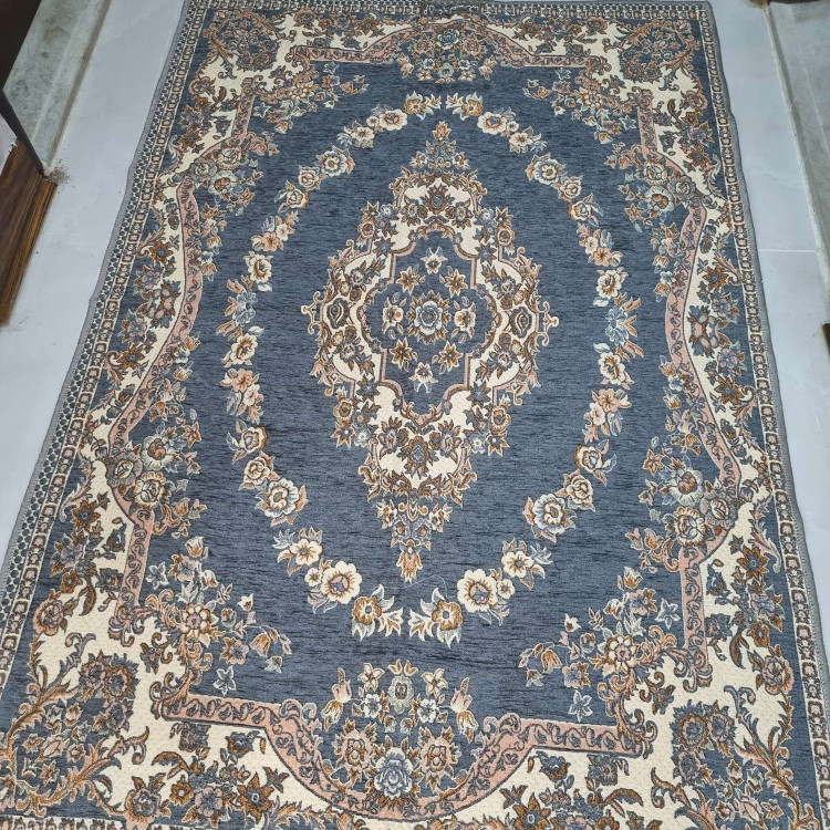 روفرشی 1.5 متری مخمل دورو ( 2رو ) رنگ طوسی ضخیم طرح حلقه روفرشی یک و نیم متری
