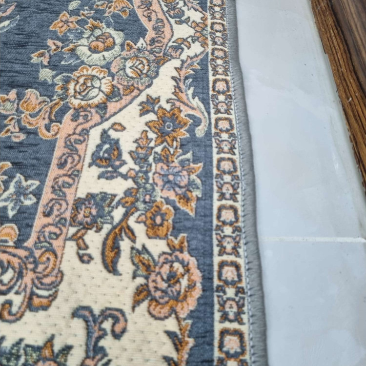 روفرشی 1.5 متری مخمل دورو ( 2رو ) رنگ طوسی ضخیم طرح حلقه روفرشی یک و نیم متری