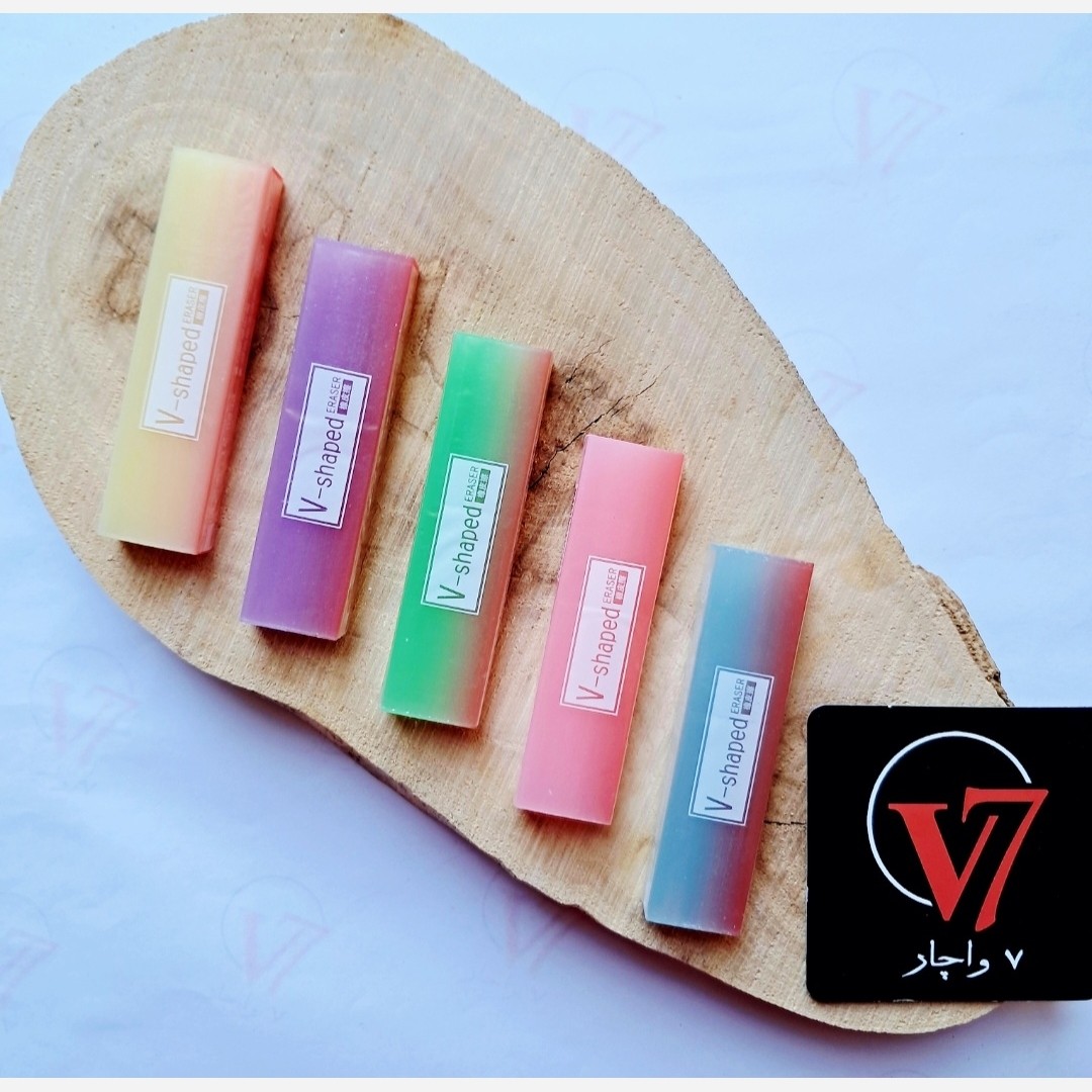 پاکن ژله ای طیف رنگ پاک کن مغز دار رنگی با رنگ های پاستلی با ابعاد 1 در 1/7 در 6/1 سانتیمتر برند V-shaped