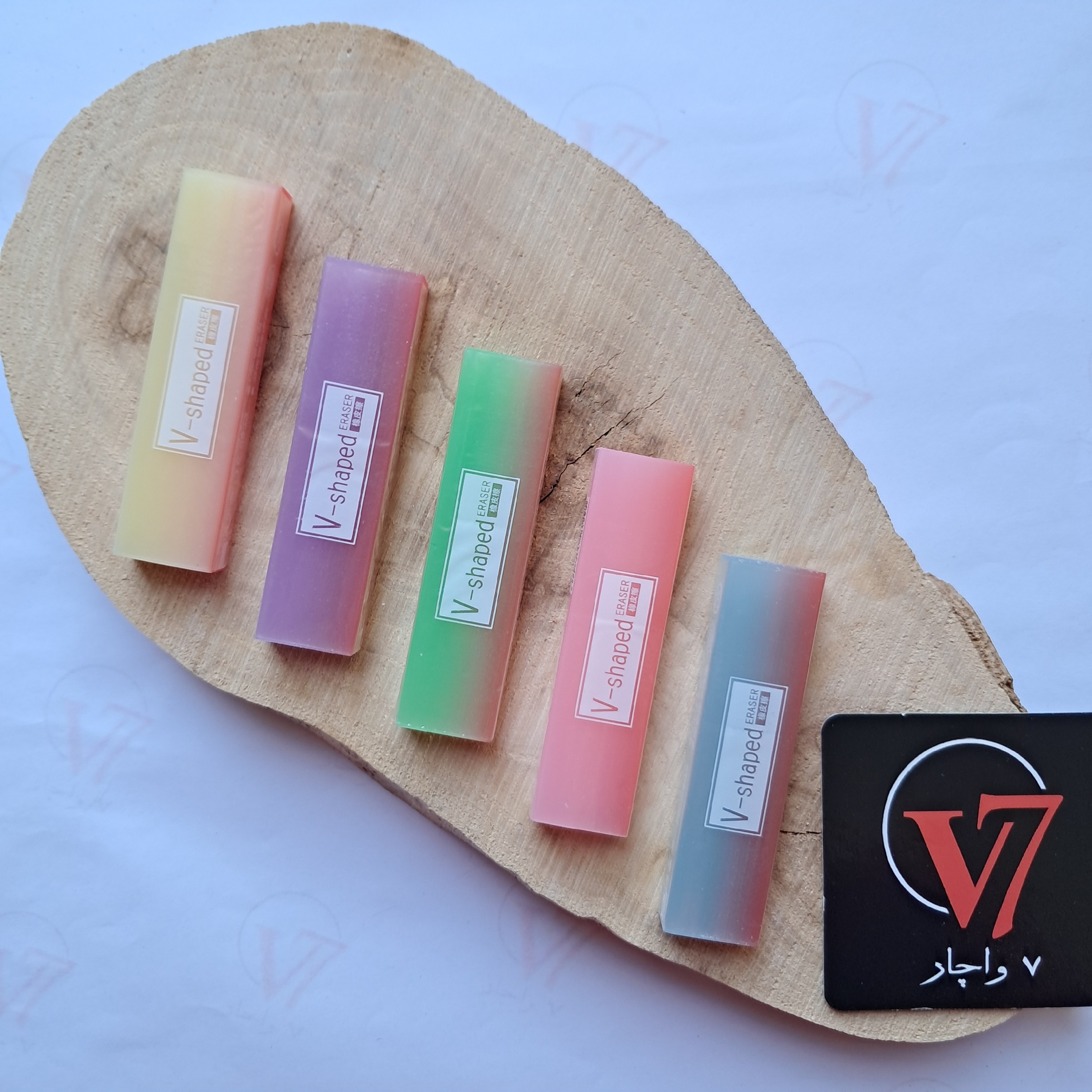 پاکن ژله ای طیف رنگ پاک کن مغز دار رنگی با رنگ های پاستلی با ابعاد 1 در 1/7 در 6/1 سانتیمتر برند V-shaped