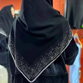 روسری کوپرا مشکی مجلسی نگین و مروارید دار (شامل هدیه)
