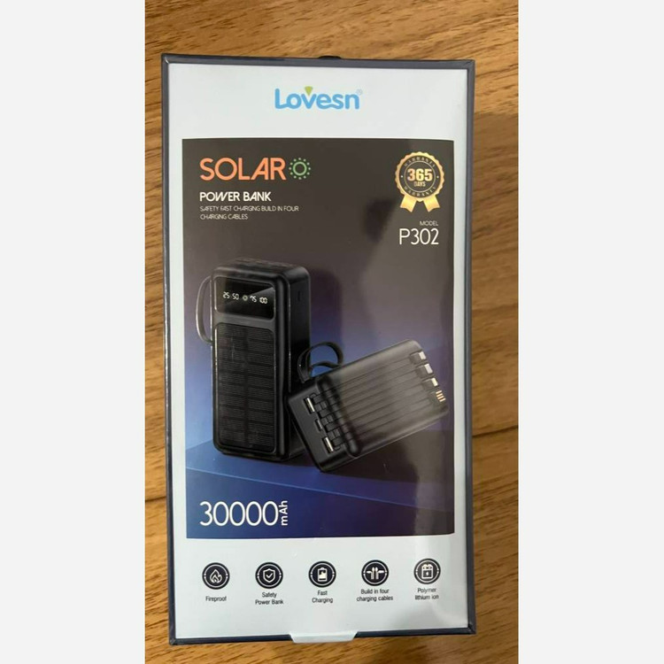 پاور بانک خورشیدی LOVESN (لاوسن) مدل p302 ظرفیت 30000 میلی آمپر