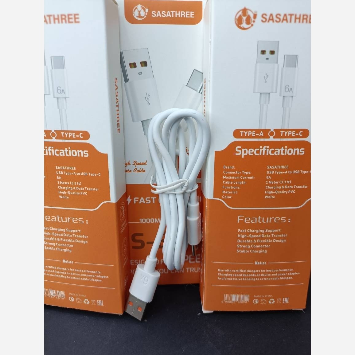 کابل شارژ تایپ سی SASATHREE مدل S80T