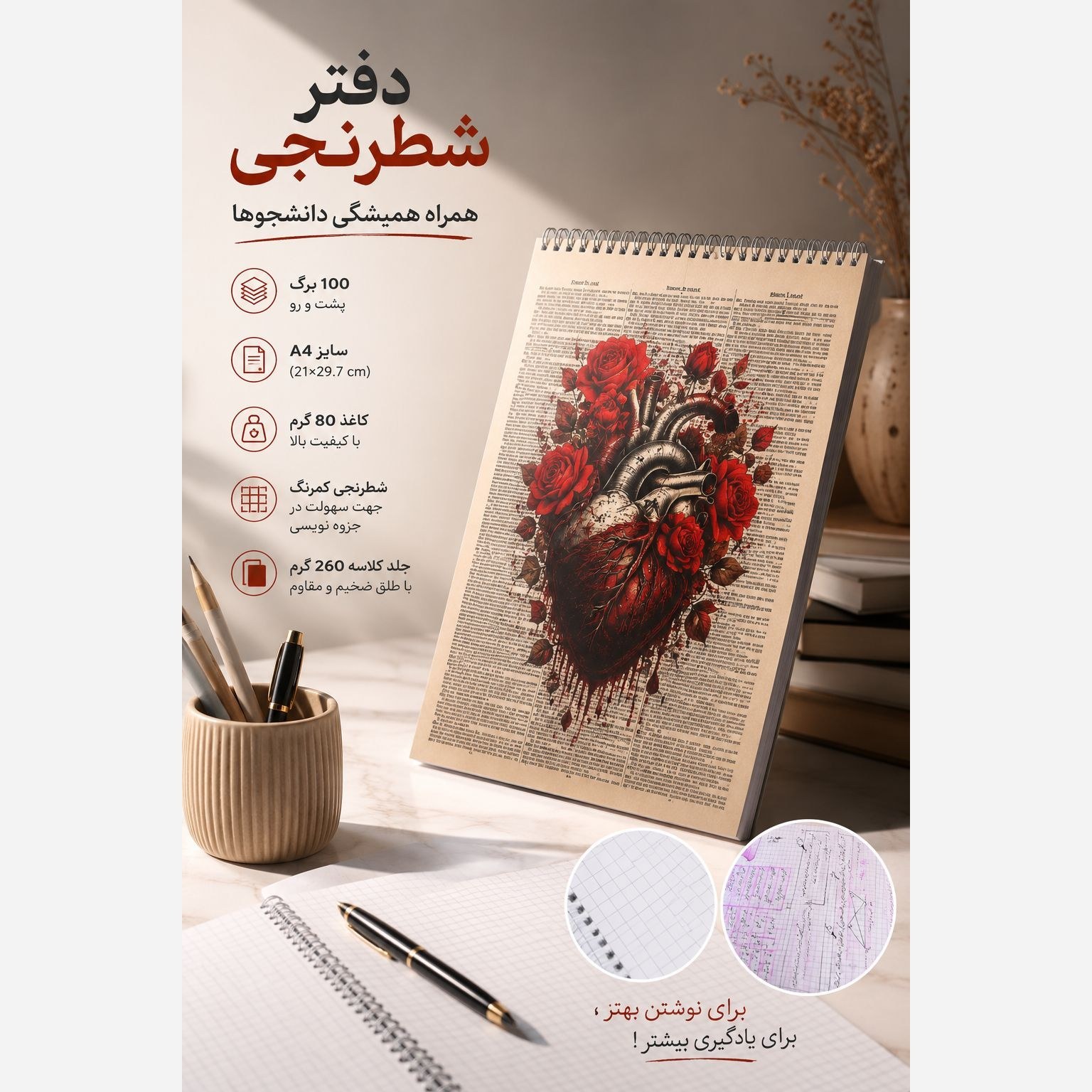 دفتر شطرنجیA4 طرح دلخواه