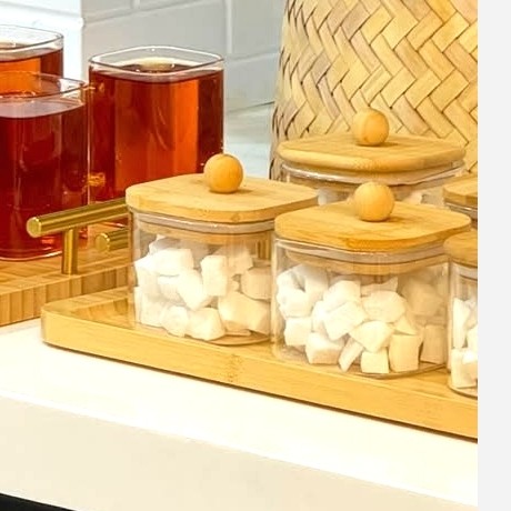قندان پیرکس مربع درب بامبو