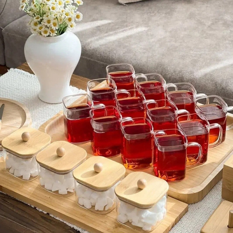 قندان پیرکس مربع درب بامبو