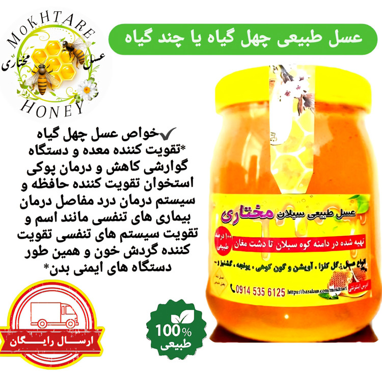 عسل چهل گیاه سبلان 1 کیلویی (مستقیم از زنبوردار)ارسال رایگان