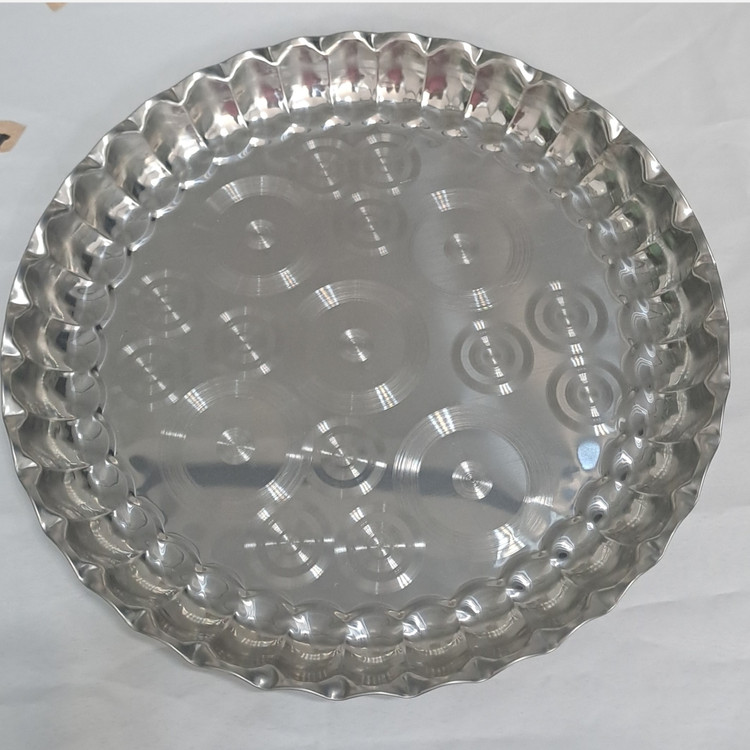 سینی استیل لب کنگره سایز شش قطر 30 سانت