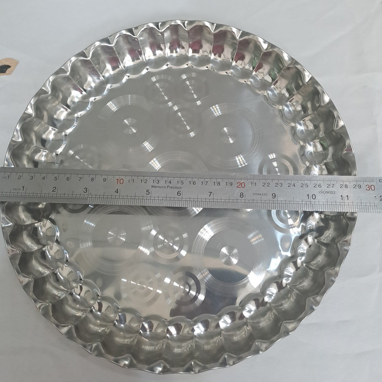 سینی استیل لب کنگره سایز شش قطر 30 سانت
