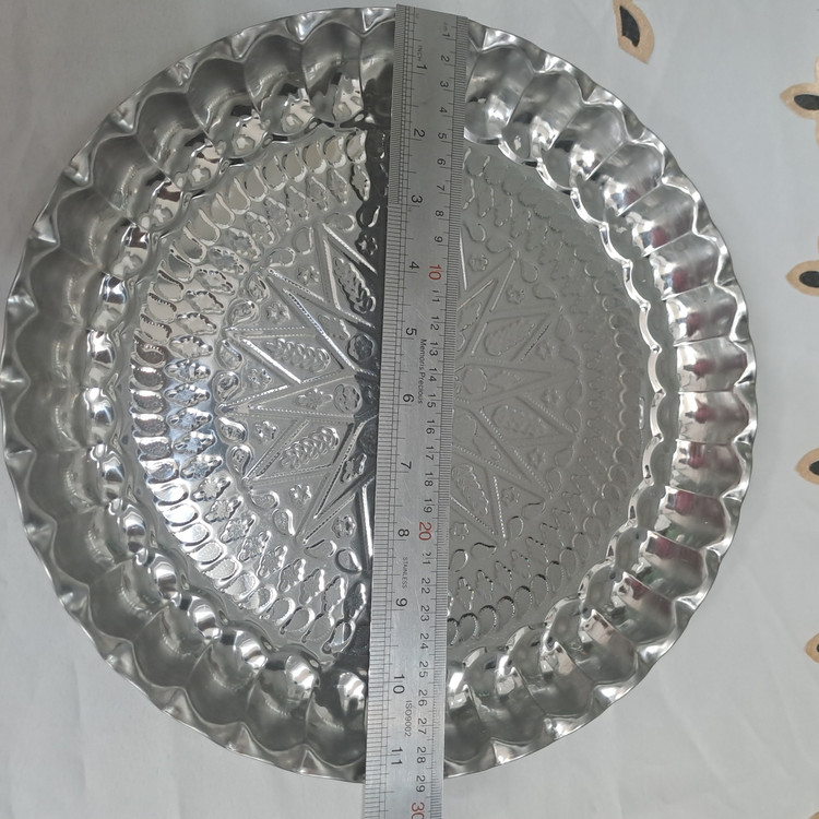 سینی استیل لب کنگره سایز شش قطر 30 سانت