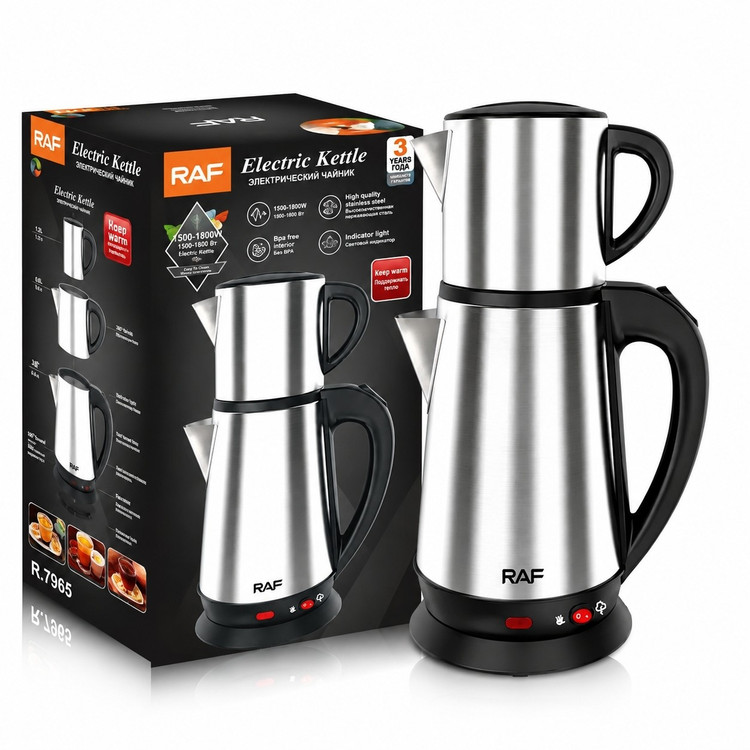 چای ساز برقی راف مدل R.7965 ،گرم نگهدارنده ، 1800 وات ،استیل ضدزنگ