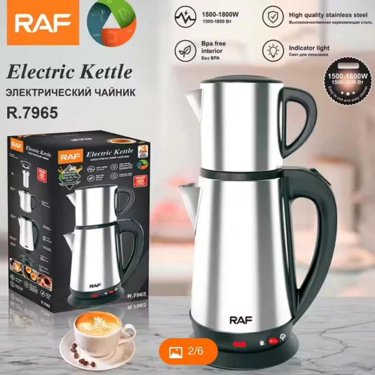 چای ساز برقی راف مدل R.7965 ،گرم نگهدارنده ، 1800 وات ،استیل ضدزنگ