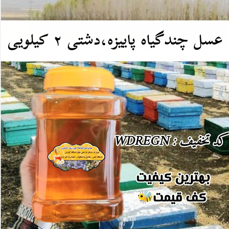 عسل چندگیاه پاییزه فریدن 2 کیلویی درجه یک.دشتی(خرید مستقیم از زنبوردار)ارسال رایگان با 2م خرید از غرفه