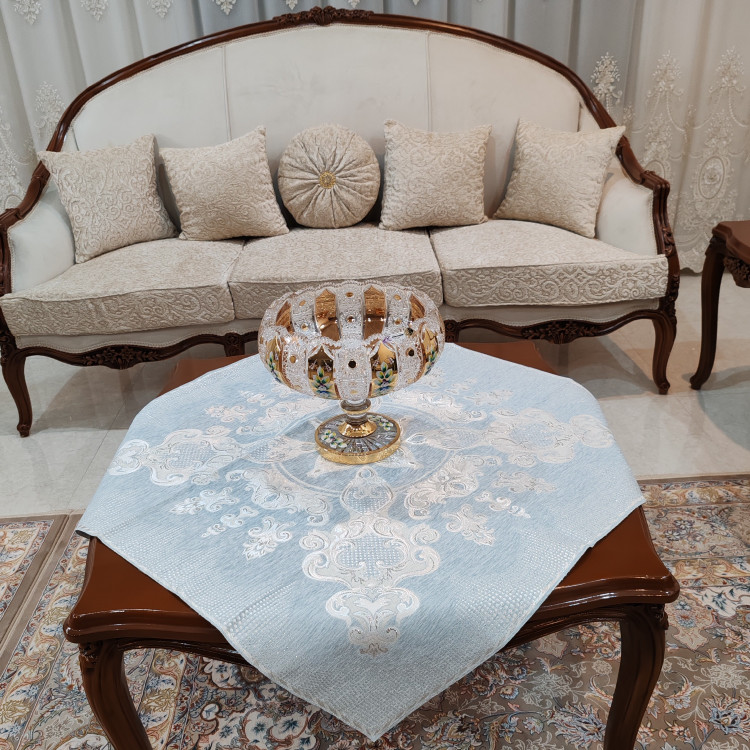 رومیزی خاطره مخمل قلمکاری جدید مربع سایز 90