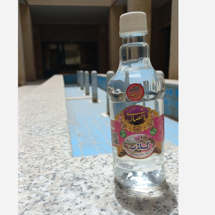 گلاب دو اتیشه اصل کاشان، خیلی سنگین، عیار 50، نیم لیتری، تولیدی انصاری مقدم، قمصر، دوآتشه دو آتیشه