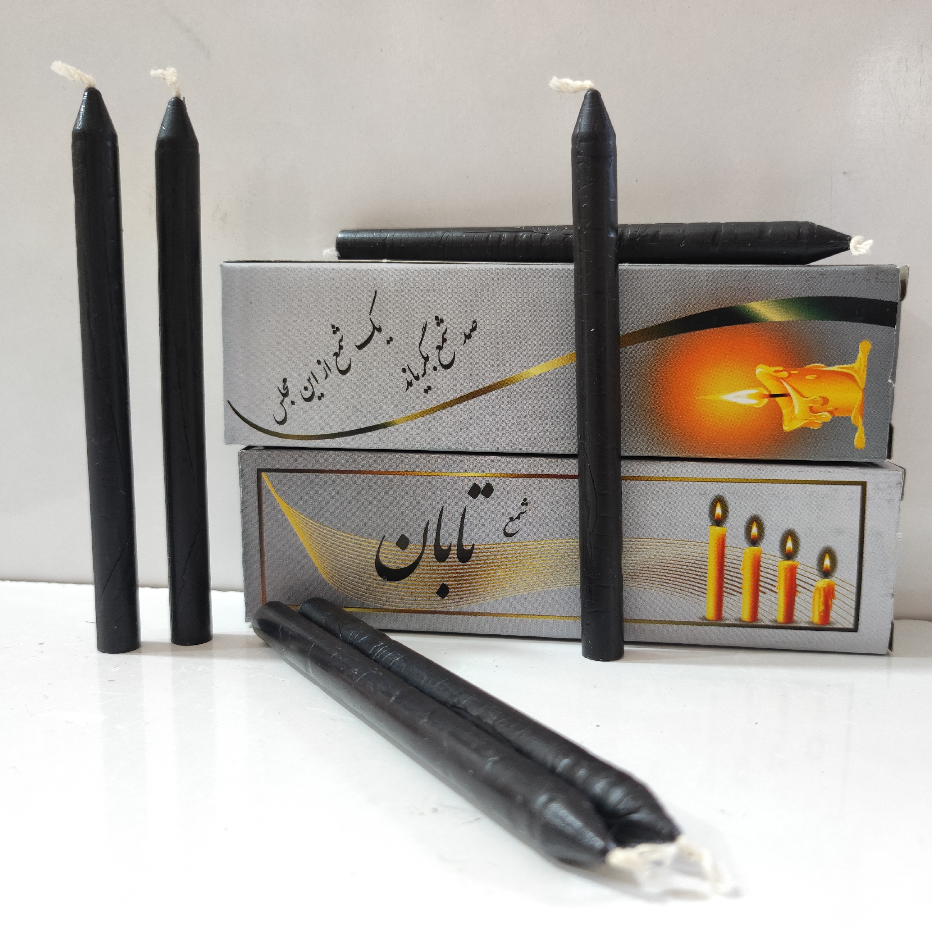 شمع قلمی تابان مشکی رنگ،بسته 6عددی، ،پارافین اعلا