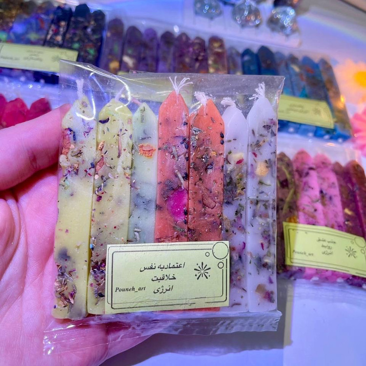 شمع قلمی گیاهی ،شمع تراپی ،مراقبه بسته 7 تایی