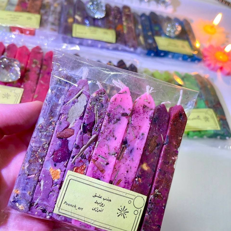 شمع قلمی گیاهی ،شمع تراپی ،مراقبه بسته 7 تایی