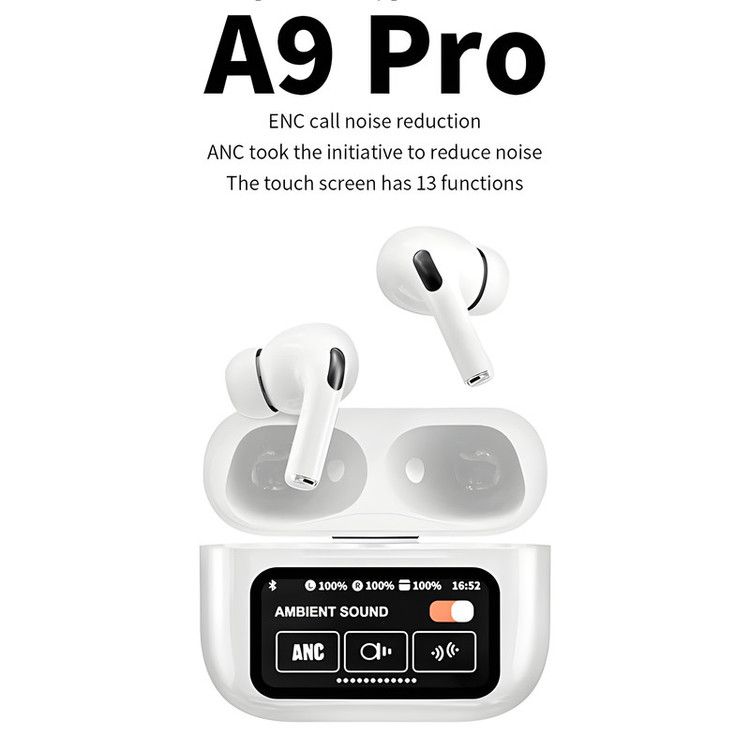 ایرپاد مانیتوردار A9 Pro مشکی ، صفحه لمسی رنگی، بلوتوث 5.4 ، نویزگیر فعال ANC ، اورجینال ( A9pro )