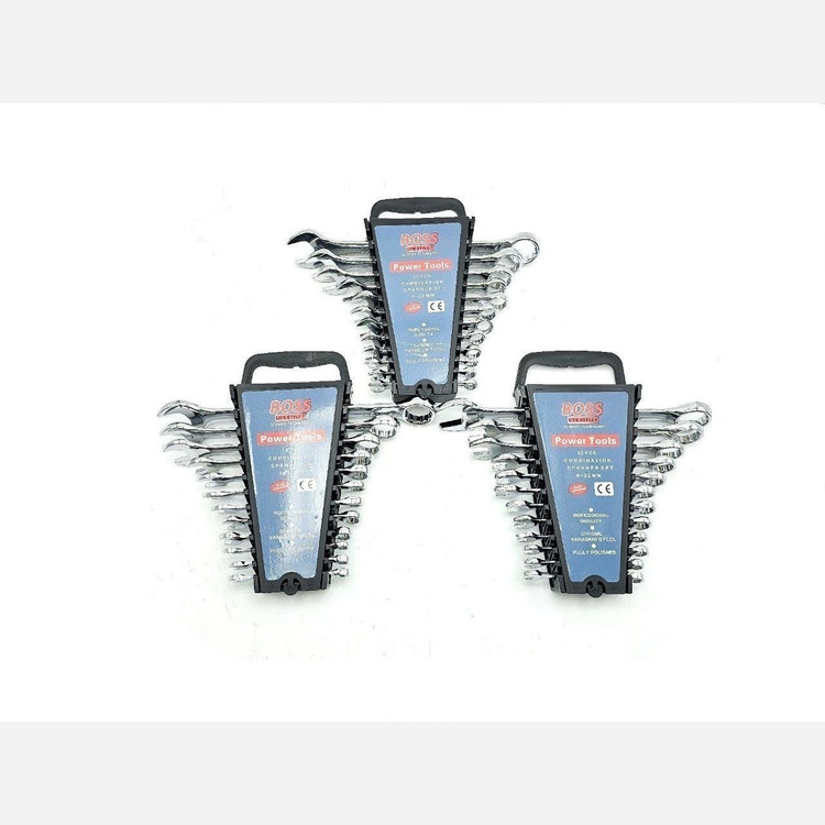 آچار 12 عددی یکسر تخت یکسر رینگ باس مدل 12PCS استیل کروم وانادیوم