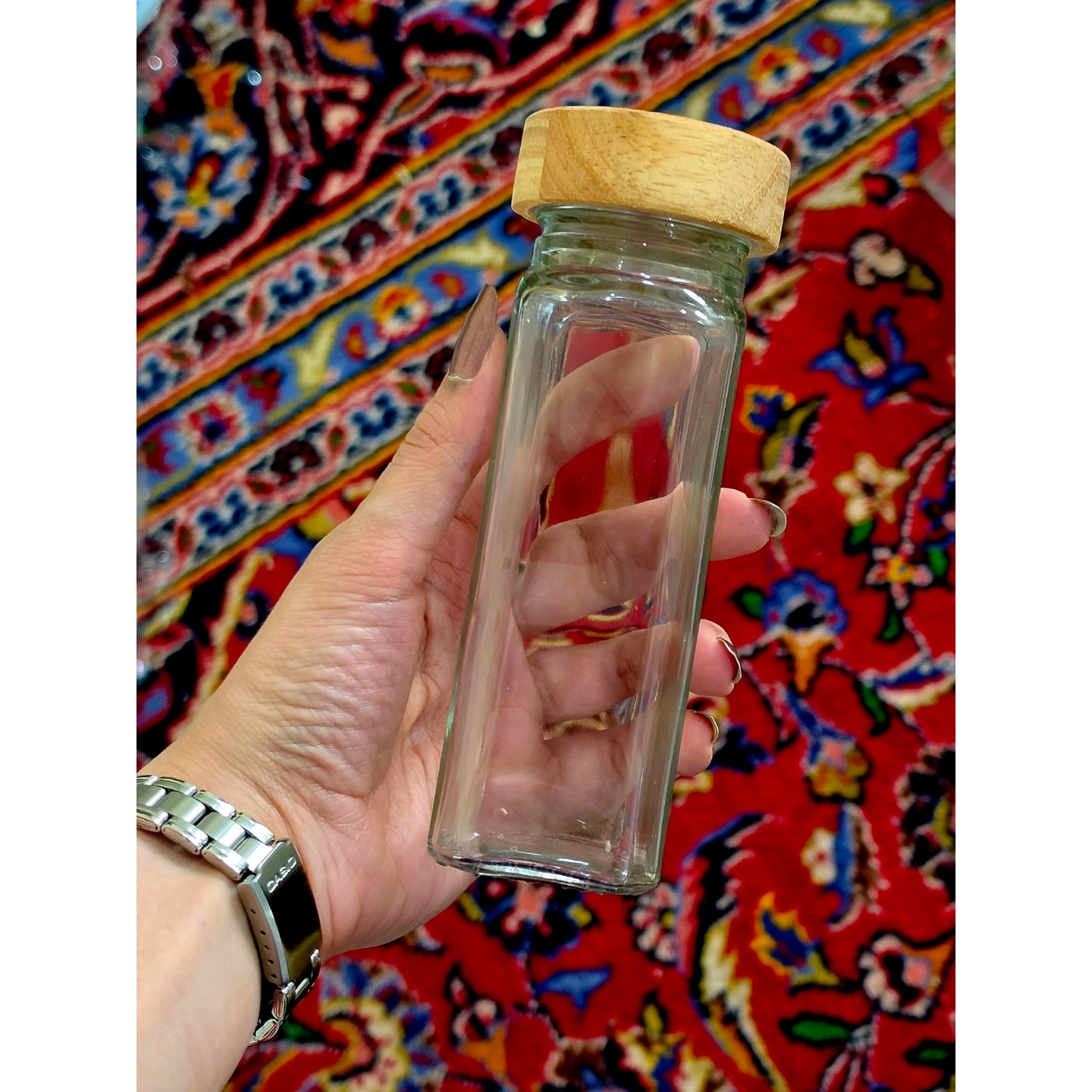 جا ادویه در چوبی 14 سانتی با لیبل هدیه(چوب درجه 1)جدید