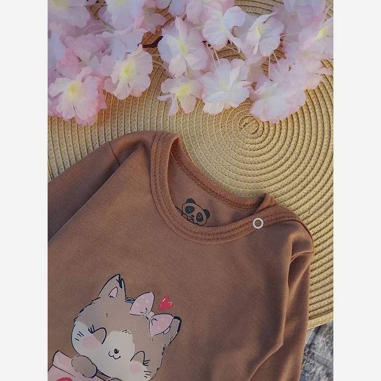 بلوز شلوار نوزادی نخ و پنبه طرح خرس و گربه