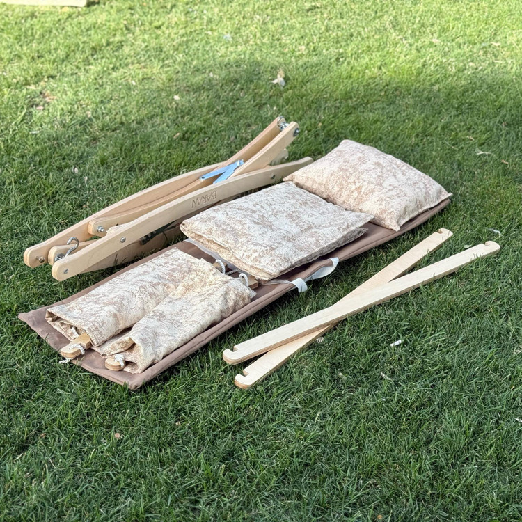 گهواره ننو سنتی چوبی با تشک و بالشت و تشک عمیق