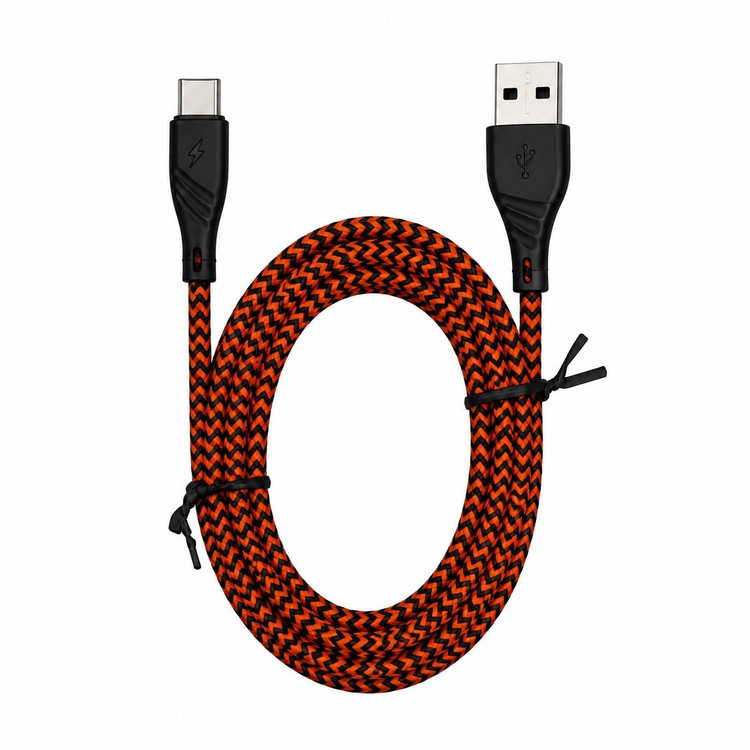 کابل شارژ و سیم شارژ با روکش بافت type c تایپ سی 1 متر