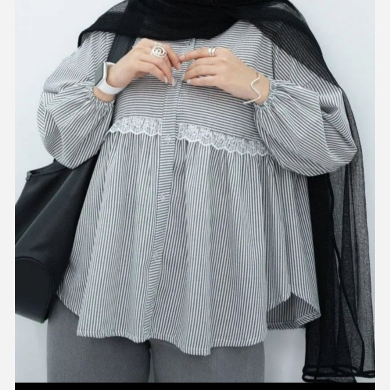 شومیز راه راه جلو تور عروسکی