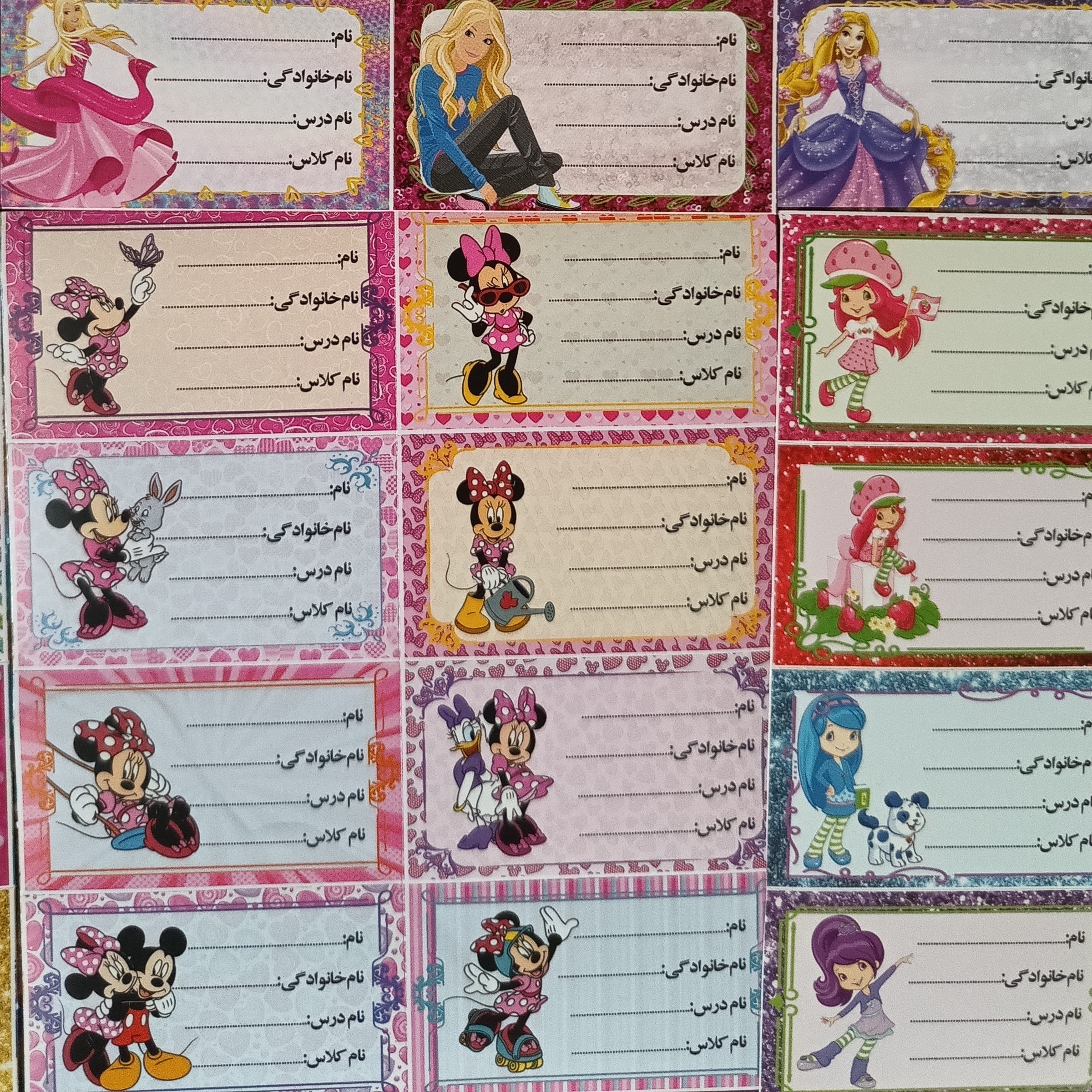برچسب اسم و فامیل دخترانه (یک برگ 8تایی)
