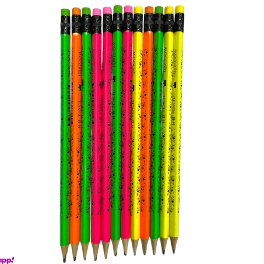مداد مشکی پاکن دار سه گوش طرح دارRainbow(جنس چوبی)