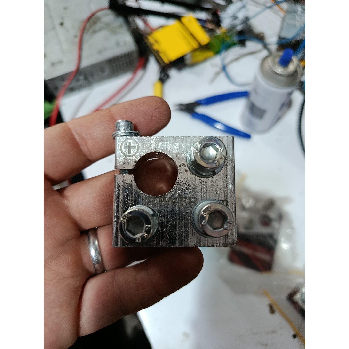سر باتری مثبت سه پیچ پاورسام آلومینیومی سیستم صوتی خودرو