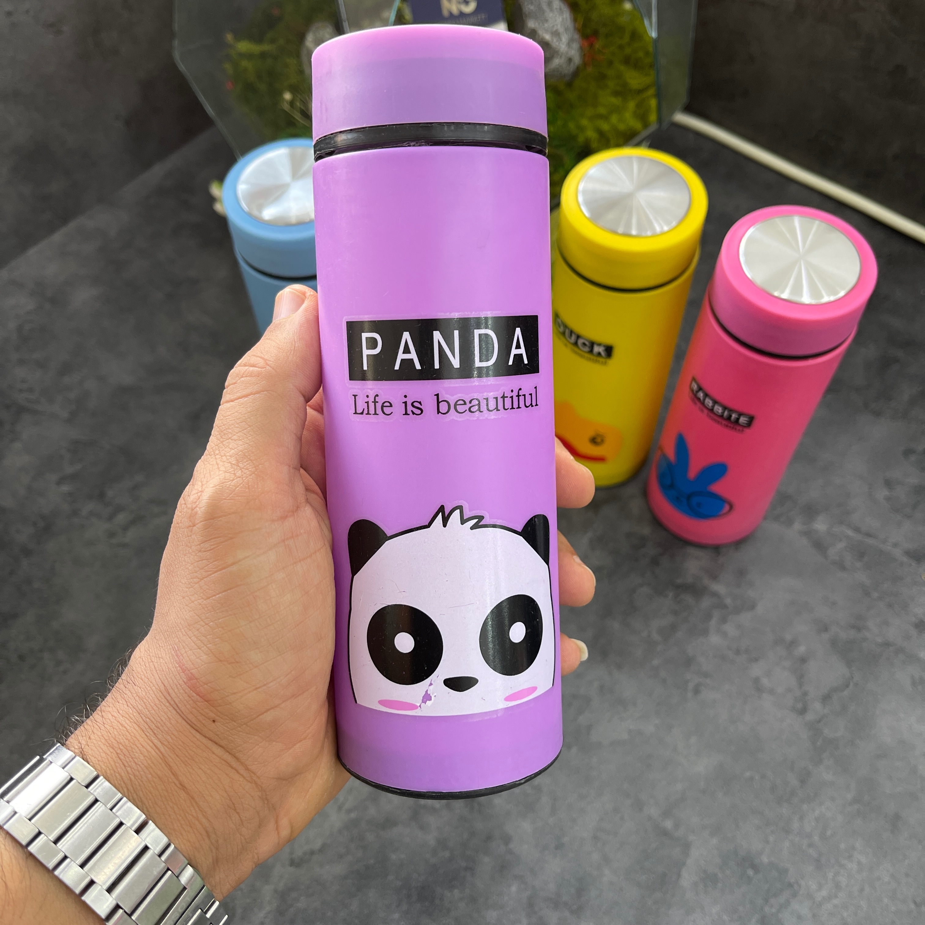بطری آب شیشه ای با کاور نشکن طرح انیمه