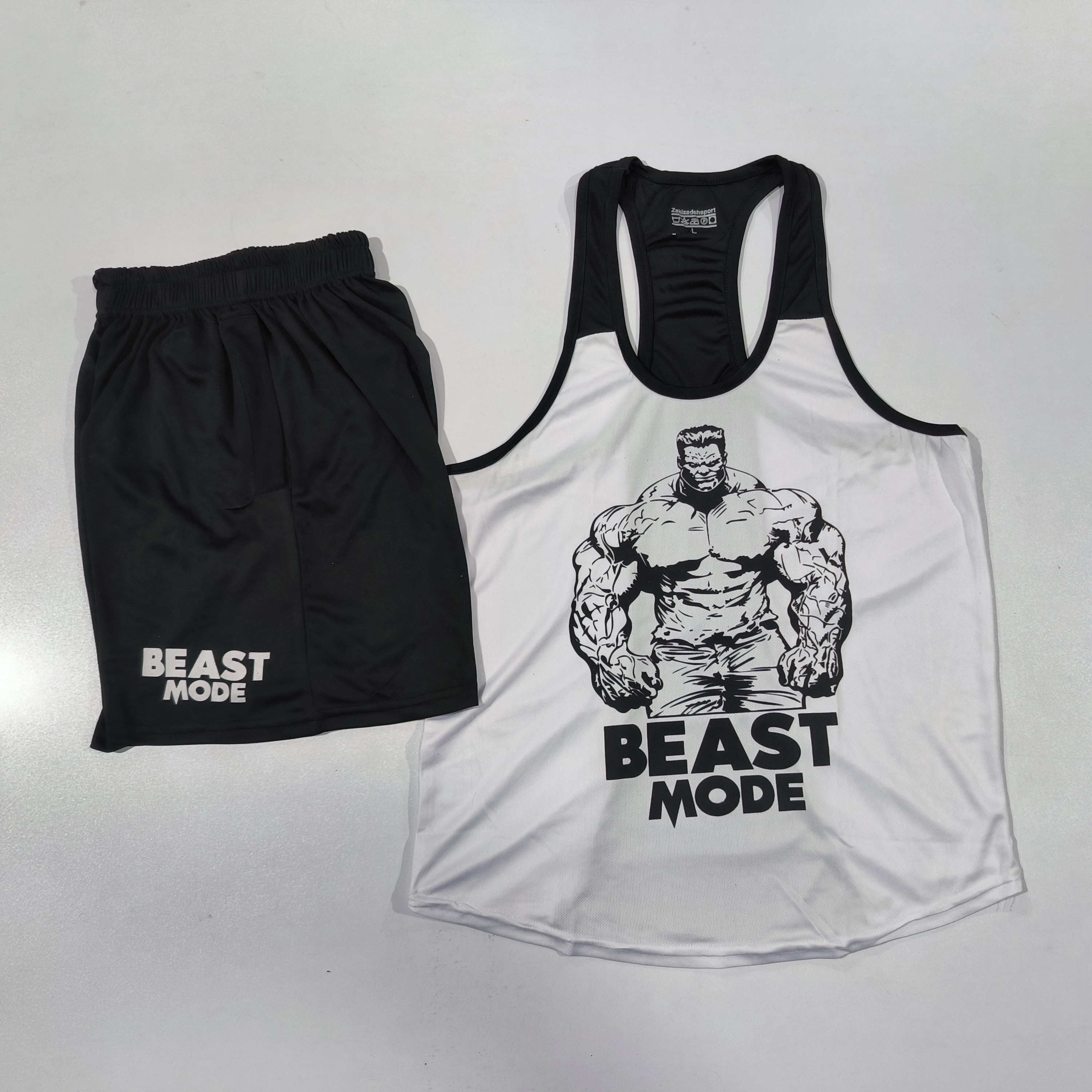 ست رکابی و شورت بدنسازی مردانه مدل BEAST پارچه سوزنی تنفسی