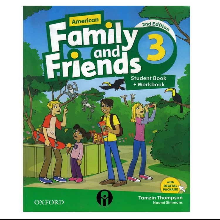 کتاب فمیلی اند فرندز 3 سایز وزیری و رحلی ویرایش دوم به همراه کتاب کار American Family and Friends 3 2nd