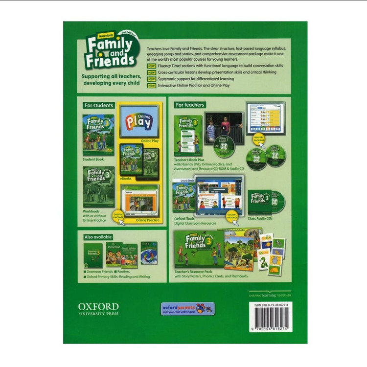 کتاب فمیلی اند فرندز 3 سایز وزیری و رحلی ویرایش دوم به همراه کتاب کار American Family and Friends 3 2nd