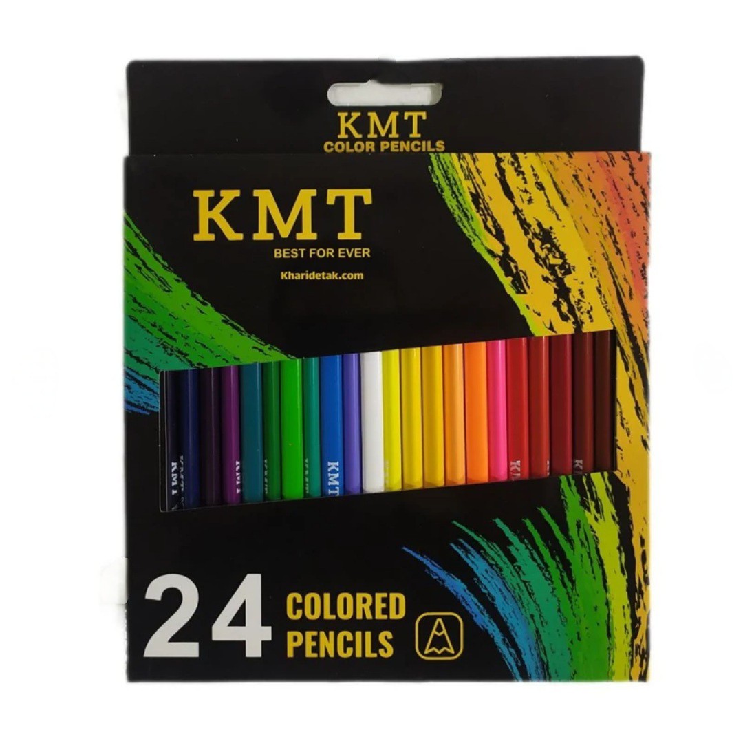 مداد رنگی 24رنگ جعبه مقوایی کی ام تی KMT