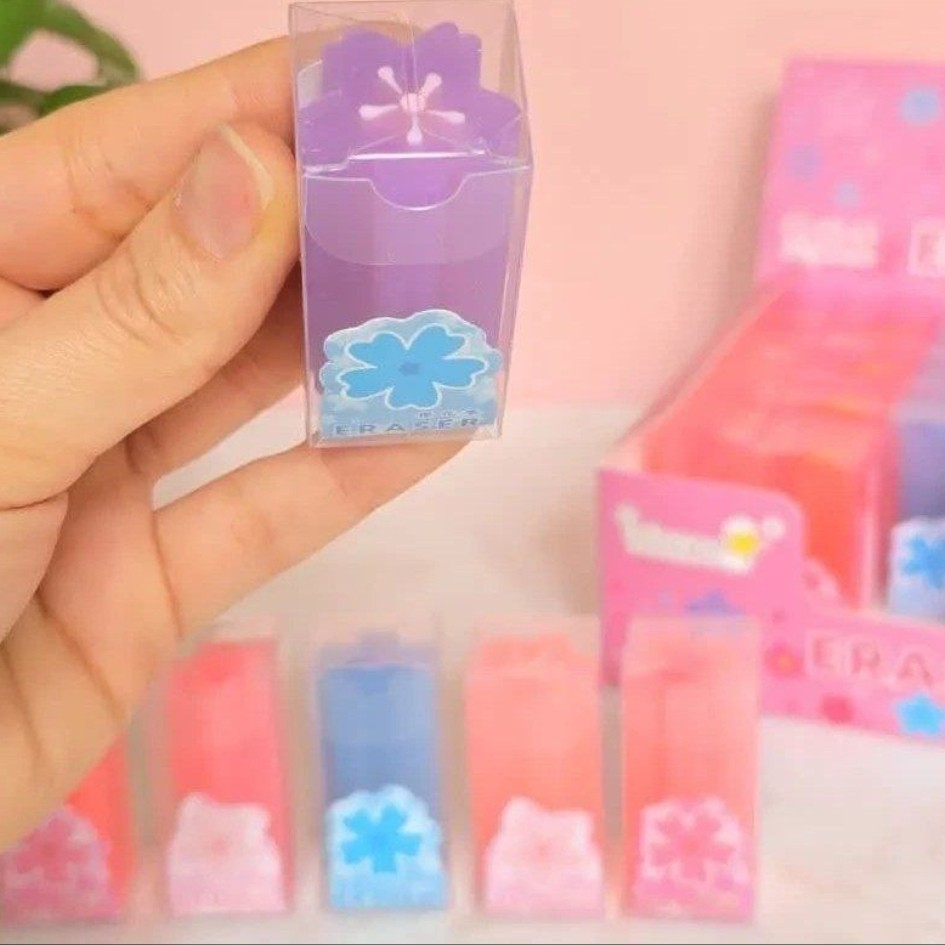 پاکن مغزدار ژله ای کیوت ابعاد 5x2 سانت پاک کن فانتزی پاککن مغزی شکوفه ، خرگوش ، پاپیون ، سیب ،لاله و کلبه قابل برش کاتری
