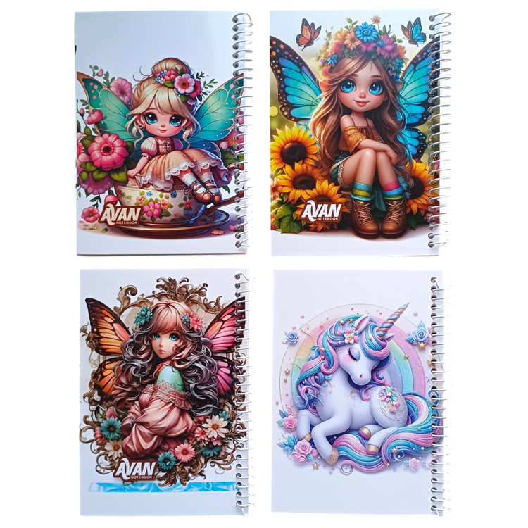دفترچه فانتزی سیمی آوان جلد مقوایی گلاسه طرح انیمه ، پرنسس ، یونیکورن