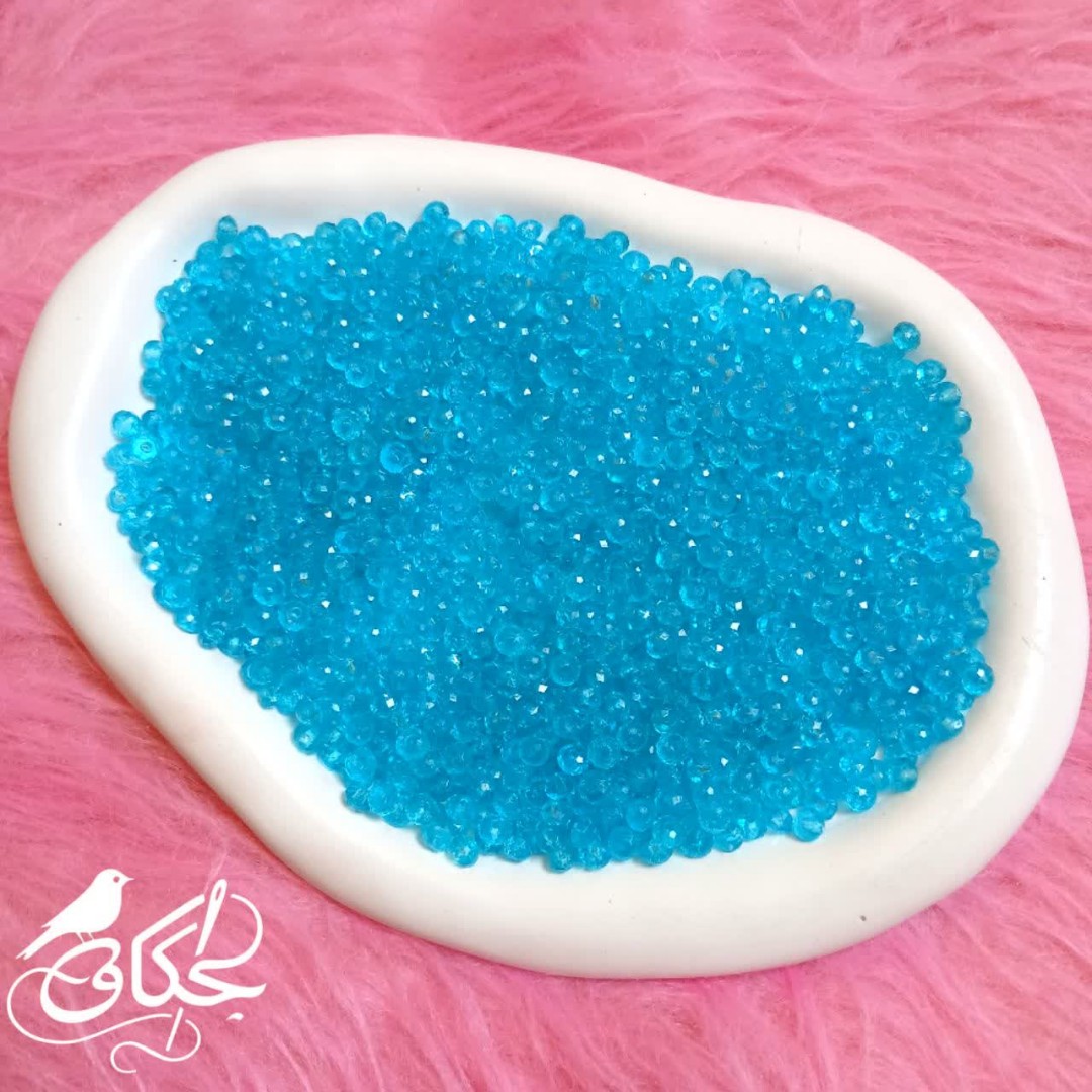 مروارید تراشه تخت پلاستیکی6 آبی فیروزه ای50 عددی