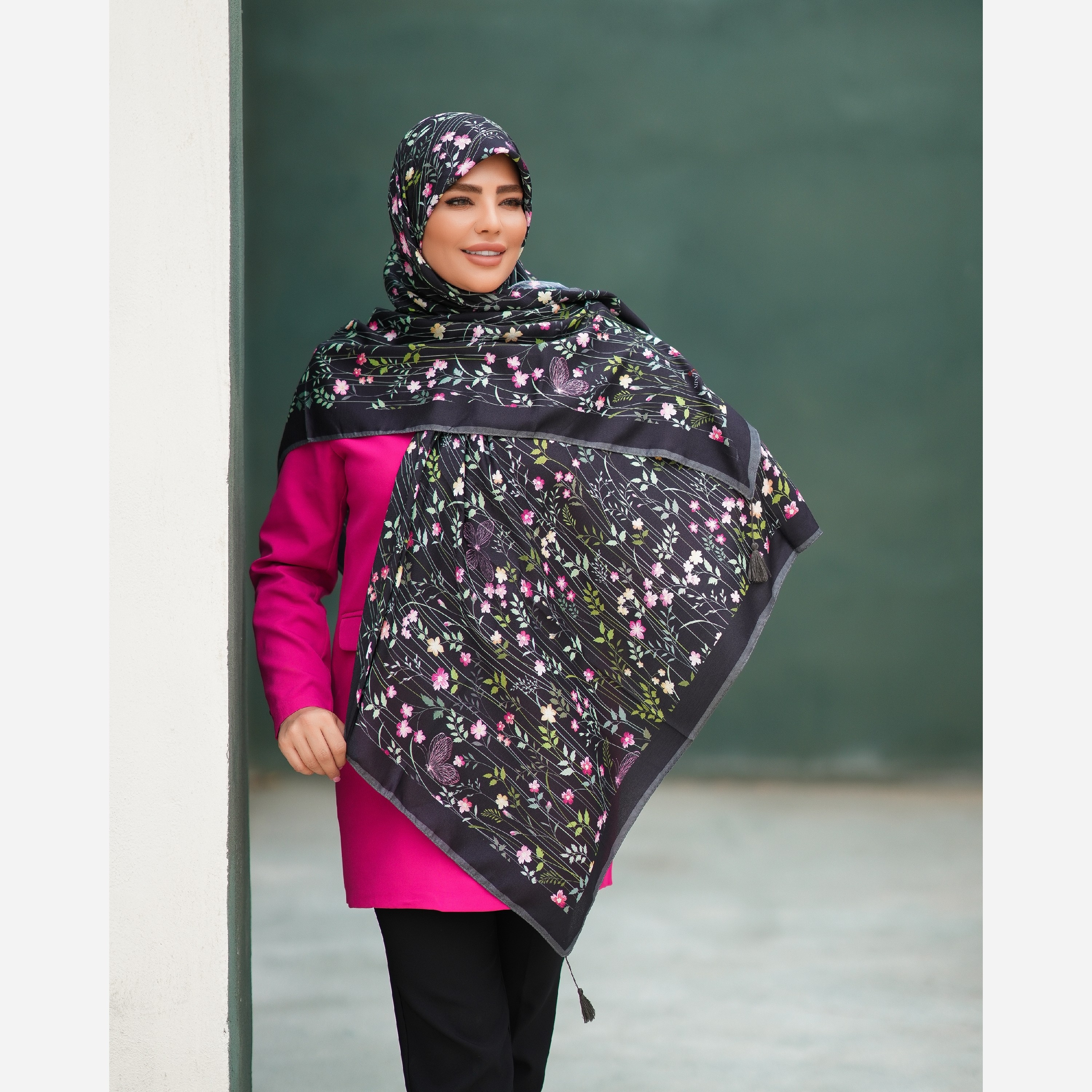 روسری نخی قواره 140 طرح گلبوته